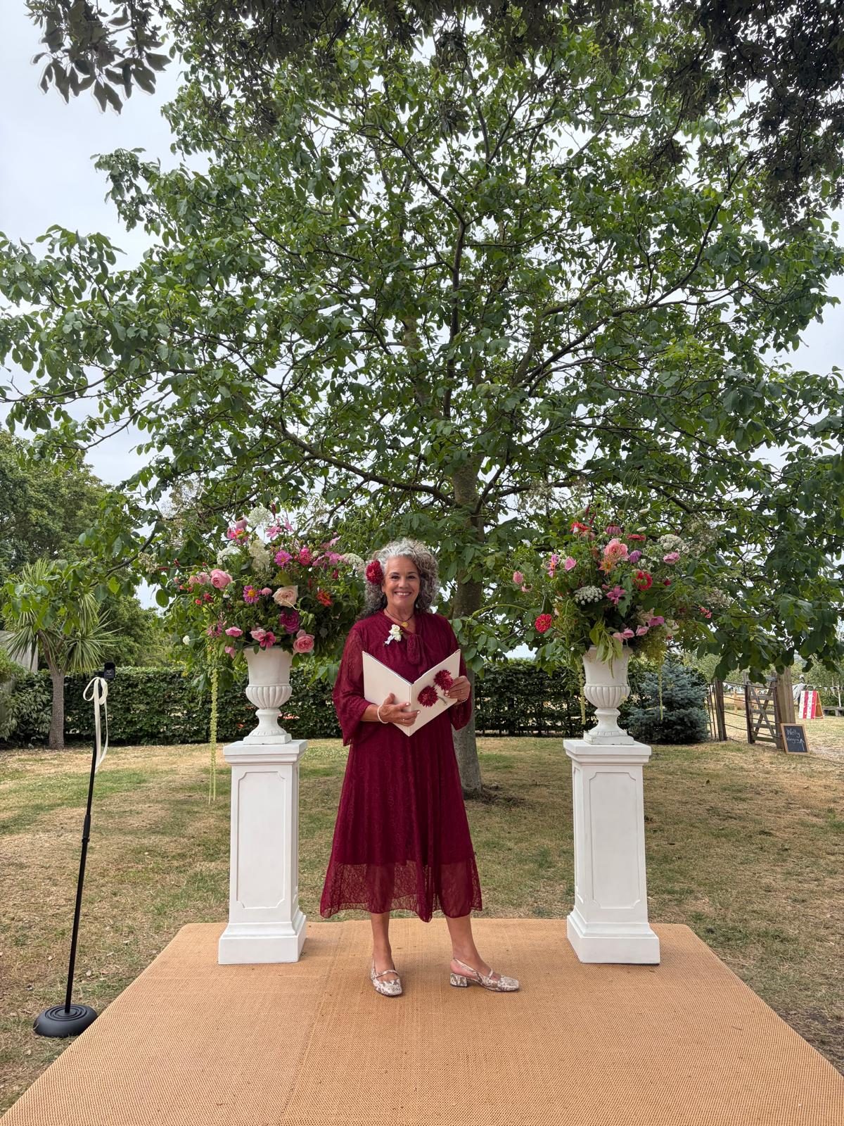Leah at the ceremony stand